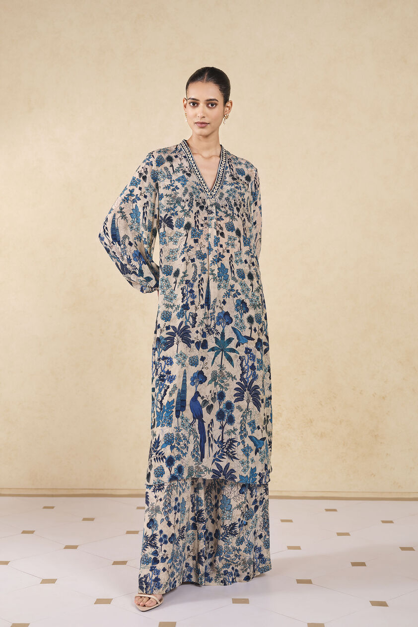 Turaya Printed Kurta Set - Ivory, Ivory, image 1